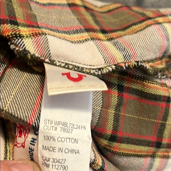 SOLD True Religion Plaid Pockets Button-Up Shirt Western Cowgirl Boho Festival - Picture 8 of 10
